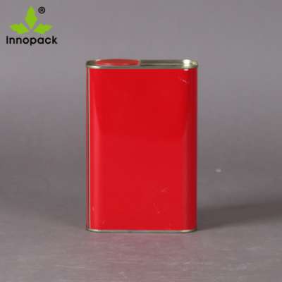 1L oblong red tin can for paint packing