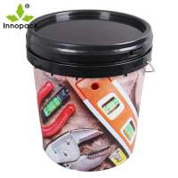 printed plastic paint bucket 18 liter factory with lid and metal handle